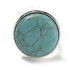 Synthetic Turquoise Round Adjustable Rings RJEW-K371-09S-16-3