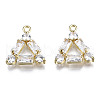 Brass Inlaid Clear Cubic Zirconia Pendants ZIRC-S069-015G-1
