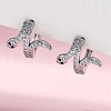 Brass Cubic Zirconia Hoop Earrings EJEW-Q014-39P-4