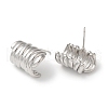 Rack Plating Brass Column Stud Earrings EJEW-Z019-17P-2