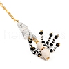 Halloween Theme Spider & Skull Dyed Synthetic Turquoise & Glass Seed Beads Pendant Decorations HJEW-MZ00282-03-4