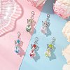 Angel Glass Pearl Beaded Pendants Decorations HJEW-JM03402-1