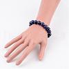 Natural Lapis Lazuli(Dyed) Round Beaded Stretch Bracelets BJEW-JB02271-01-3