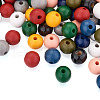 220Pcs 11 Colors Painted Natural Wood European Beads WOOD-TA0001-54-12