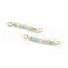 Round Glass Beaded Connector Charms with Rack Plating Real 18K Gold Plated Brass Findings KK-M266-21G-2