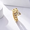 Brass Micro Pave Clear Cubic Zirconia Open Cuff Rings for Women RJEW-G341-05G-02-1