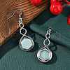 Hexagon Natural Flower Amazonite Dangle Earrings EJEW-K298-01P-13-2
