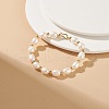 Natural Keshi Pearl Beaded Bracelet with Brass Clasp for Women BJEW-JB08867-02-5