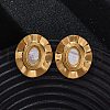 304 Stainless Steel Natural White Shell Stud Earrings EJEW-Z103-01G-02-2