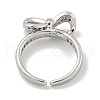 Bowknot Brass Micro Pave Cubic Zirconia Open Cuff Ring for Women RJEW-E296-03P-3