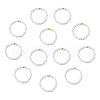 FIBLOOM 12Pcs Plastic Imitation Pearl & Brass Beaded Stretch Ring RJEW-FI0001-10-1