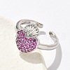 Sacred Heart Brass Micro Pave Cubic Zirconia Cuff Rings for Women RJEW-B117-01P-03-2