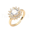 Brass Micro Pave Cubic Zirconia Finger Rings for Women RJEW-C131-03G-4