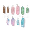 Electroplated Natural Quartz Crystal Pendants PALLOY-JF02533-02-1