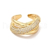 Cubic Zirconia Criss Cross Open Cuff Ring RJEW-A015-02G-1