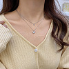 Butterfly Alloy Crystal Rhinestone Pendant Double Layer Necklaces for Women WGB64F3-01-3