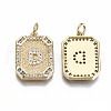 Brass Micro Pave Clear Cubic Zirconia Pendants KK-S356-234D-G-NF-2