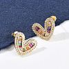 Brass Micro Pave Cubic Zirconia Stud Earrings for Women EJEW-F352-04G-1