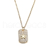 Brass Micro Pave Clear Cubic Zirconia Pendant Necklaces NJEW-H100-09G-1