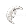 Textured Moon Alloy Open Cuff Rings RJEW-U006-03P-2