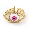 Cubic Zirconia Sun with Evil Eye Open Cuff Ring with Enamel RJEW-B042-08G-2