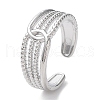 Non-Tarnish 304 Stainless Steel Hollow Multi Line Open Cuff Rings RJEW-D006-02P-1