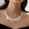 Brass & Natural Shell Starfish Shell Shaped Disc Pendant Bib Necklaces for Beach FS-WGE22AD-03-2