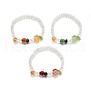 3Pcs 3 Colors Electroplate Glass Beads Stretch Bracelets BJEW-TA00646-2