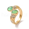 Gemstone Oval Open Cuff Ring with Crystal Rhinestone STAS-E168-10B-G-2