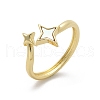 Brass Shell Cuff Rings for Women RJEW-C126-13G-4