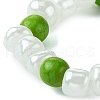 Round Synthetic Turquoise with Glass Seeded Beaded Stretch Rings for Women RJEW-JR00707-01-4