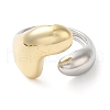 Heart Brass Open Cuff Rings for Women RJEW-B062-08PG-2