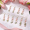 Valentine's Day Alloy Enamel Flower Dangle Earrings EJEW-JE06273-02-2