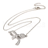 Brass Micro Pave Clear Cubic Zirconia Bowknot Pendant Necklaces NJEW-F326-04P-2