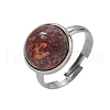 Half Round Natural Leopard Skin Jasper Finger Rings RJEW-M062-01P-18-2