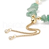 Natural Green Aventurine Chips & Pearl Beaded Slider Bracelet BJEW-JB08334-03-5