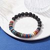 Dyed Colorful Natural Lava Rock Beaded Strtch Bracelets BJEW-JB10052-01-2