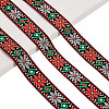   10 Yards Ethnic Style Polyester Jacquard Flower Ribbon OCOR-PH0004-86B-1
