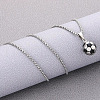 Football 201 Stainless Steel Black Enamel Pendant Box Chain Necklaces for Men FS-WGF314D-02-1