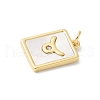 Brass Pave Natural White Shell Pendants KK-S522-09G-C-3