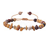 Natural Mookaite Round Beads & Chips Braided Bead Bracelets for Women Men MK7724-7-1