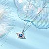 Alloy Crystal Rhinestone Cable Chain Blue Enamel Eye Pendant Necklaces for Women NJEW-JN04977-02-2