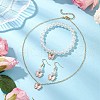 Alloy Enamel Butterfly Charm Necklaces & Dangle Earring & ABS Plastic Imitation Pearl Beads Bracelets Sets SJEW-JS01315-01-1