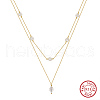 925 Sterling Silver Double Layer Necklaces NJEW-L116-12G-1