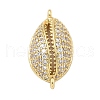 Rack Plating Brass Micro Pave Clear Cubic Zirconia Shell Shaped Connector Charms KK-A234-078G-1