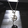 Stainless Steel Moon & Cross Pendant Necklace PW-WG47381-01-2