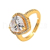 Rack Plating Brass Micro Pave Cubic Zirconia Adjustable Rings RJEW-H226-01G-1