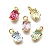 Oval Brass with Glass Charms KK-G525-08G-1