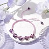 Natural Amethyst Rondelle Braided Bead Bracelets BJEW-TA00492-01-2