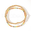 2Pcs Fashionable Brass & Seed Beads Beaded Stretch Bracelet Sets for Women ZD1327-1-1